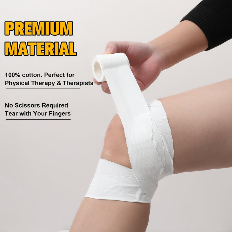 Athletic Sports Tape 6 Pack Strong Adhesive Sports Tape Athletic Training Supplies, White Tape for Injuries, Wrist Ankle Finger Tape, Easy to Tear & No Sticky Residue, 1.5 in X 11Yards (White) 6 Pack 1.5 Inch