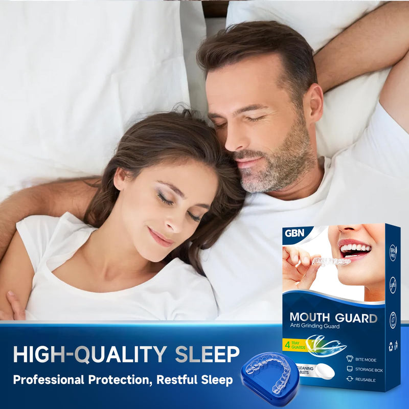 GBN Mouth Guard - Custom Fit Night Guards for Grinding Teeth at Night - Comfortable Mouth Guard - Nightguard with 2 Sizes, 12 Cleaning Tablets