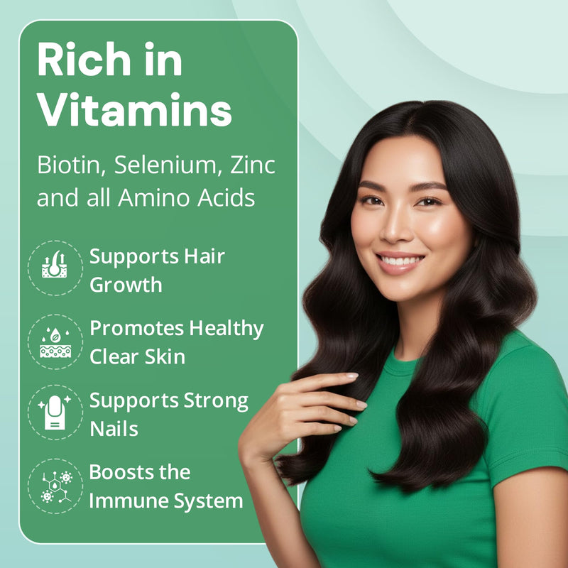 Strength & Spices Hair, Skin & Nails 100% Natural Supplement – 20 Ingredients w Biotin Selenium & Zinc - 60 Vegan UK Made 1000mg Capsules