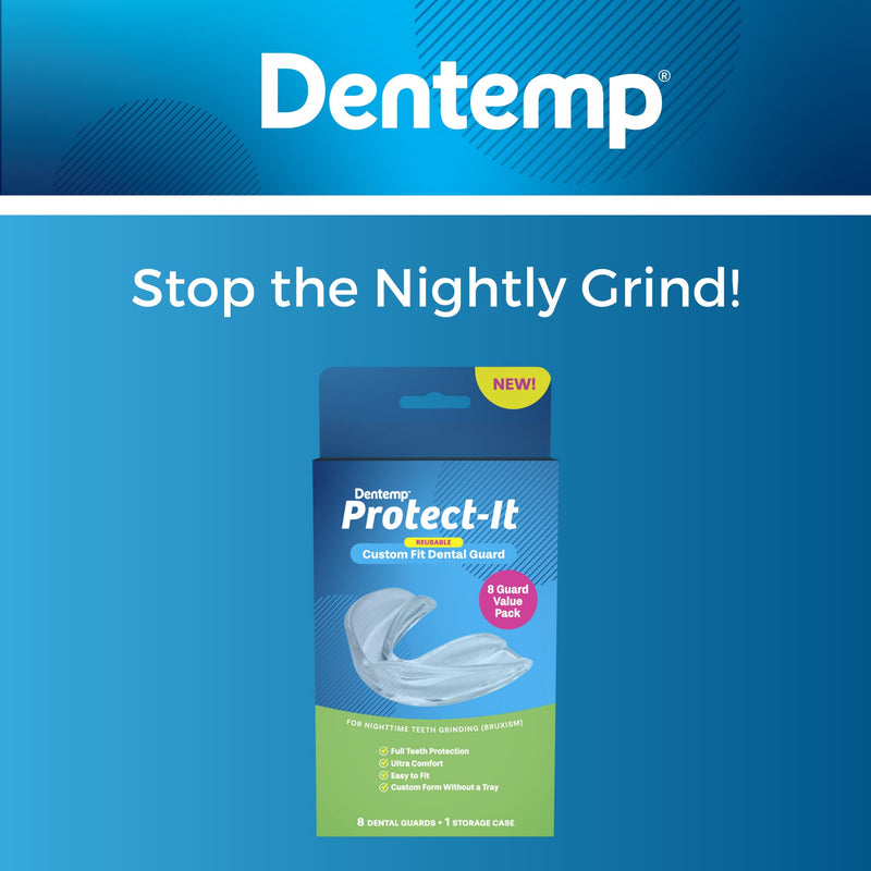 Dentemp Protect-It Custom Fit Mouth Guard 8 Pack for Teeth Grinding at Night - Night Guards for Sleep