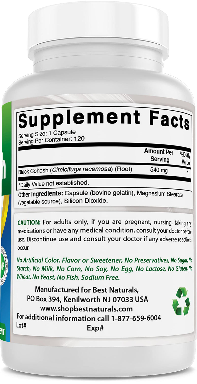 [Australia] - Best Naturals Black Cohosh 540 Mg 120 Capsules (120 Count (Pack of 3)) 120 Count (Pack of 3) 