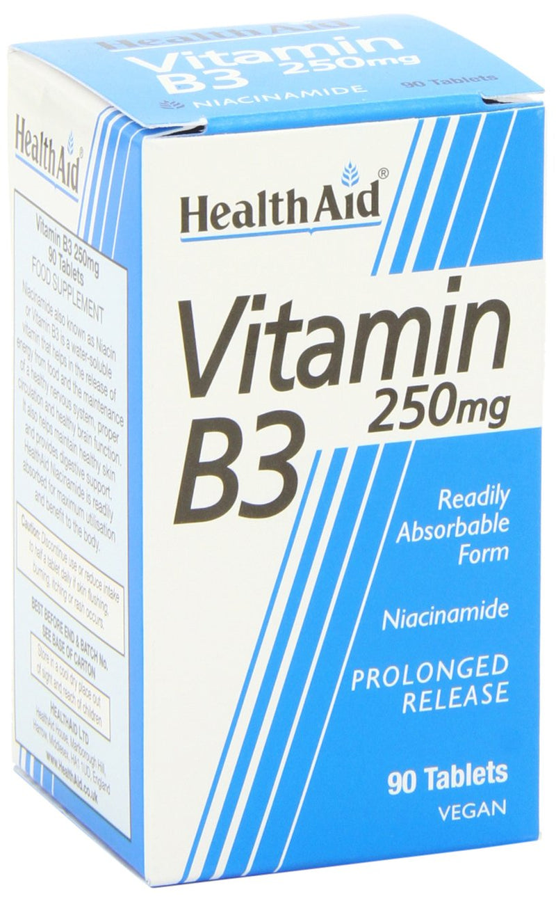 HealthAid Vitamin B3 (Niacinamide) 250mg - Prolong Release - 90 Tablets