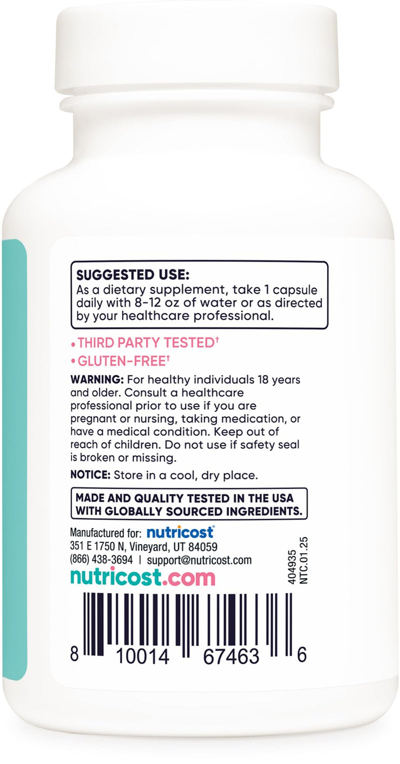 Nutricost Folic Acid for Women (Vitamin B9) 1200 mcg, 120 Capsules | With B12 and Biotin, Veggie Caps, Gluten-Free, GMO-Free