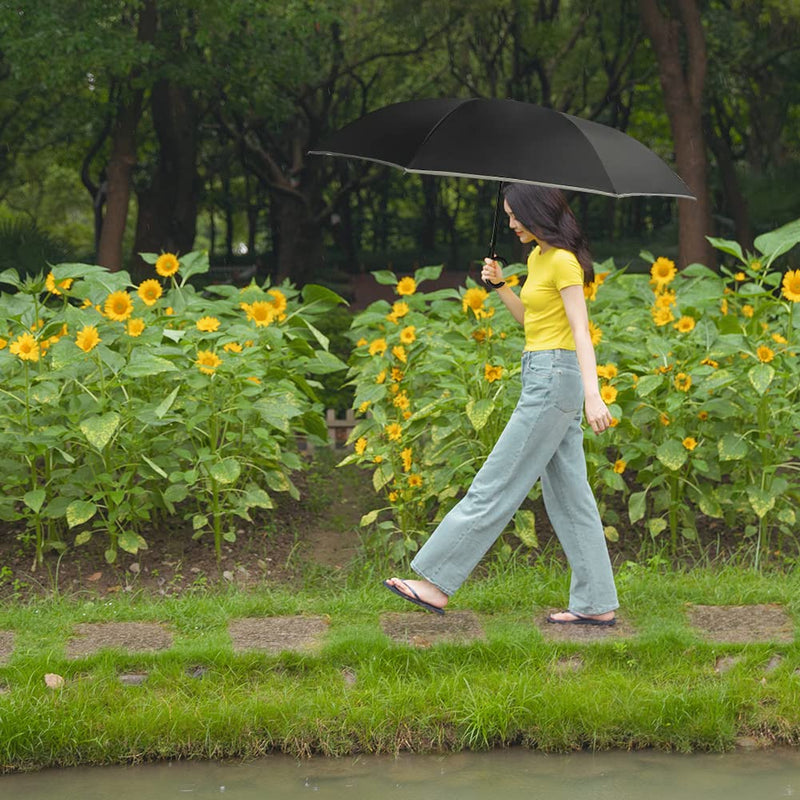 Dlin Inverted Reverse Windproof Umbrella,Upside Down Umbrella with C-Shaped Handle,Anti-UV Windproof Rain Double Layer Stick Umbrella for Women and Men. Grey