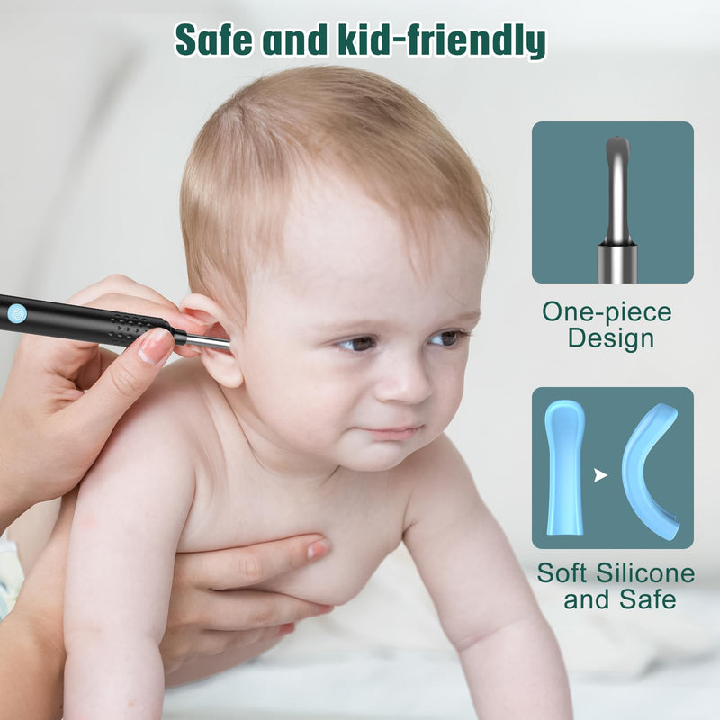 [Australia] - Earwax Remover Otoscope, LMECHN 1080P HD Otoscope, Wifi Ear Cleaner with Camera, Otoscope with 6 LEDs, IP67 Waterproof Otoscope Ear, for iPhone, Android, iPad, Black Black 2 