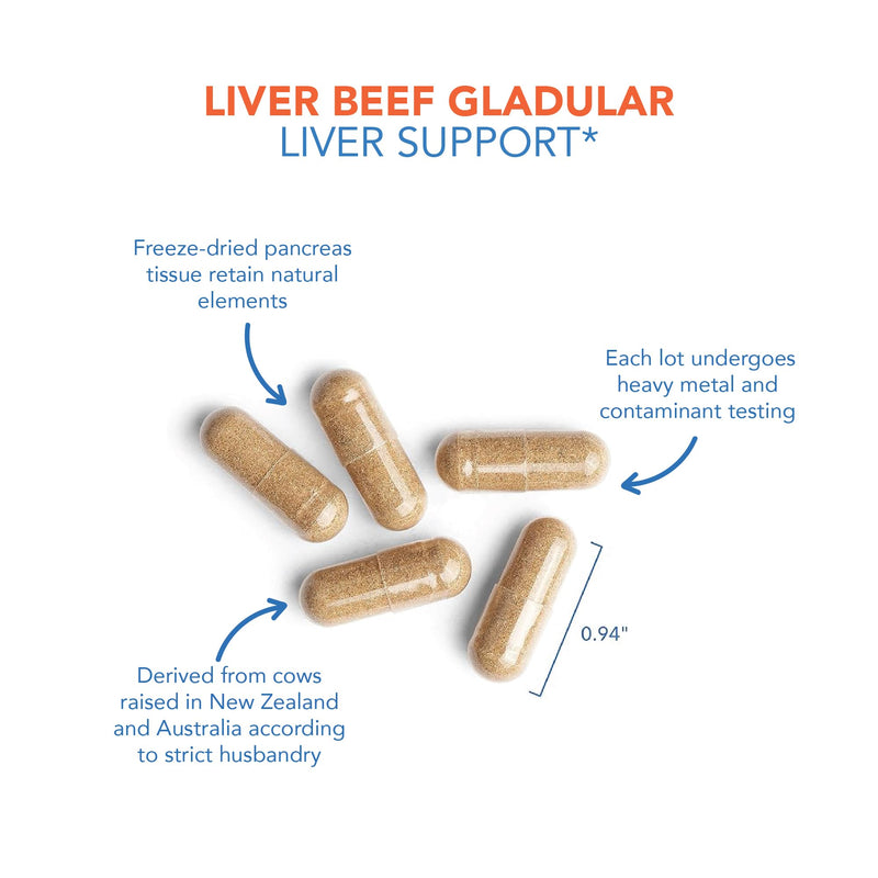 [Australia] - Allergy Research Group Beef Liver Supplement - Beef Liver Capsules 1000mg, Liver Function Support, Natural Glandular, Beef Liver Vitamins, 125 Count 