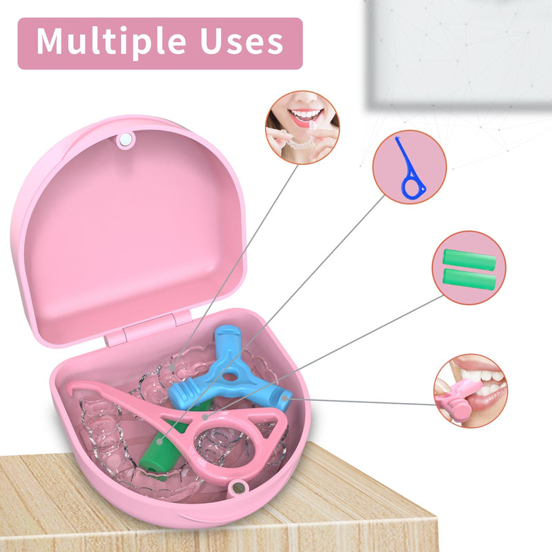 [Australia] - Braces box, braces box, braces box, grinder splint box, for storing braces or dentures, 1 piece orthodontic box (pink). Pink 2 