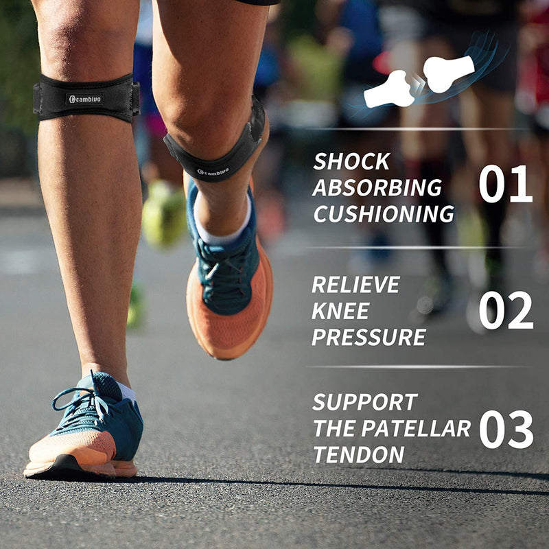 [Australia] - CAMBIVO 2 x patella tendon bandage, knee support, patella knee bandage, adjustable knee bandage for women and men during sports, hiking, fitness, baseball, volleyball black 