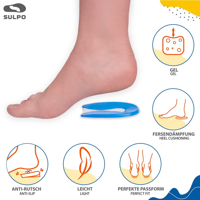 [Australia] - SULPO heel spur insoles - Achilles tendon insoles - heel spur insoles gel - heel cushion for shoes - gel insoles heel - women, men, children - silicone heel wedge, heel pad gel soles 40 - 46 1 pair 