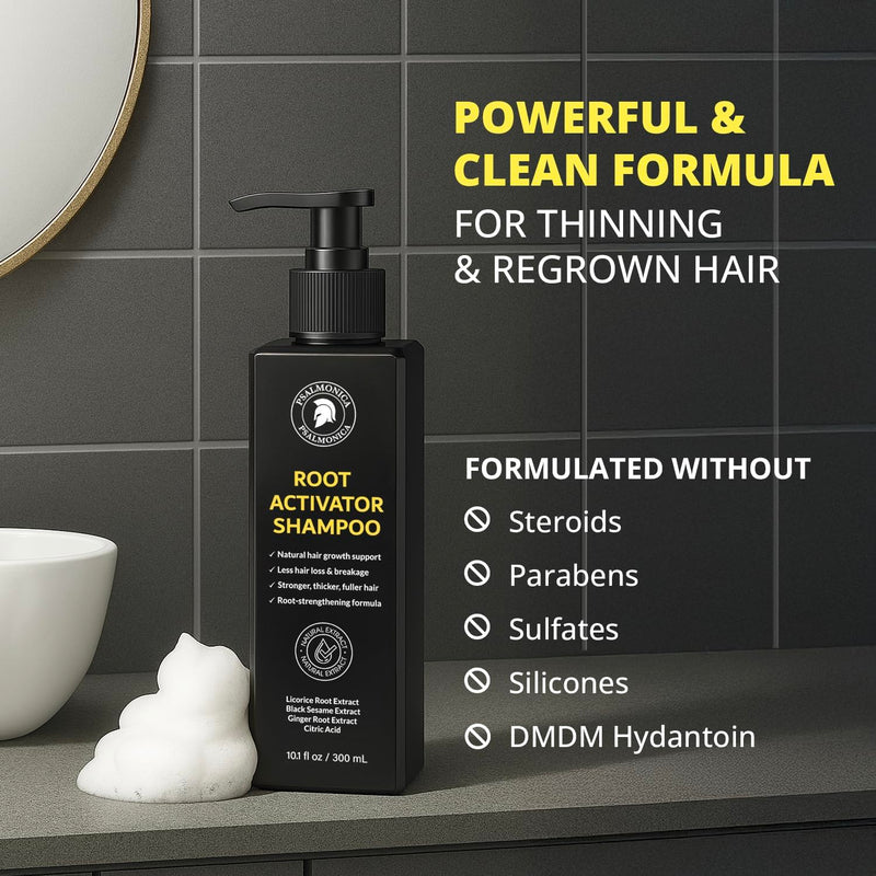 Root Activator Shampoo for Men: Hair Growth Shampoo for Hair Loss and Thinning Hair - Hair Loss Regrowth Shampoo for Men Women (Refreshing Scent) 10.1 Fl Oz (Pack of 1) Root Activator Shampoo
