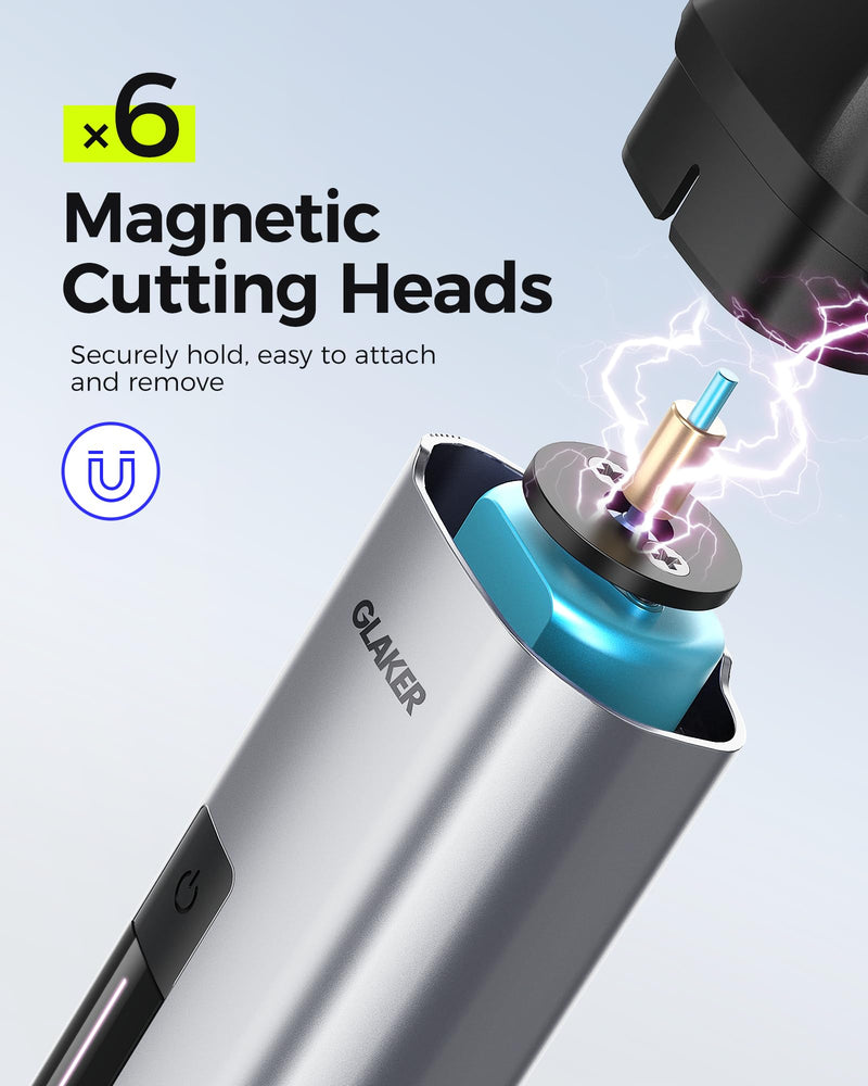 [Australia] - GLAKER Beard Grooming Kit - All in One Hair Cutting Kits, Electronic Shaving Razor, Professional Barber Kit, Mens Body Hair Shaver, Cordless Nose Hair Trimmer, Rechargeable Hair Clippers for Men Silver 