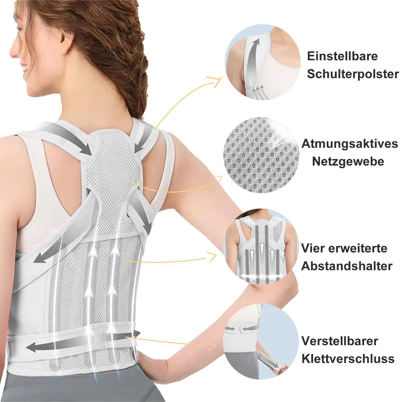 [Australia] - DAILIENFUS Back Straightener, Posture Correction Back Women and Men Adjustable Posture Correction Strap Breathable Back Posture Corrector-Adjustable Straight Posture Trainer (Grey, M) Grey 