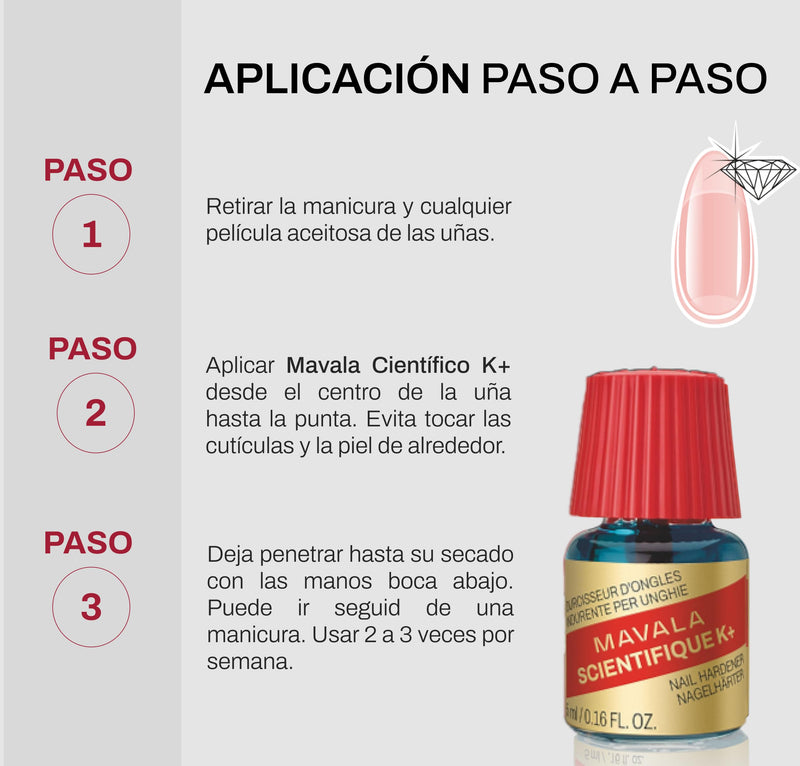 MAVALA Scientifique K+ Keratin Hardener Strengthener | Protect Nails | Avoid Breaking and Splitting | Supports Natural Keratinization | Multi-color, 0.16 Fl Oz