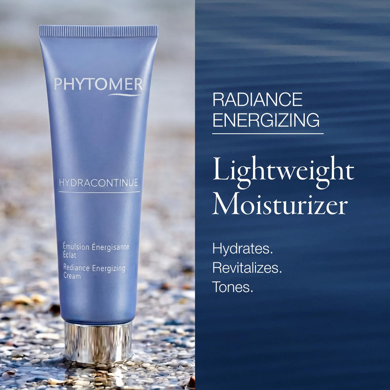 Phytomer Hydracontinue Radiance Energizing Face Moisturizer (50 ml) | Lightweight Daily Cream Provides Restoring Moisture to Dry Skin, With Weaving Algae, Sea Buckthorn, & Vitamins B5, E, F
