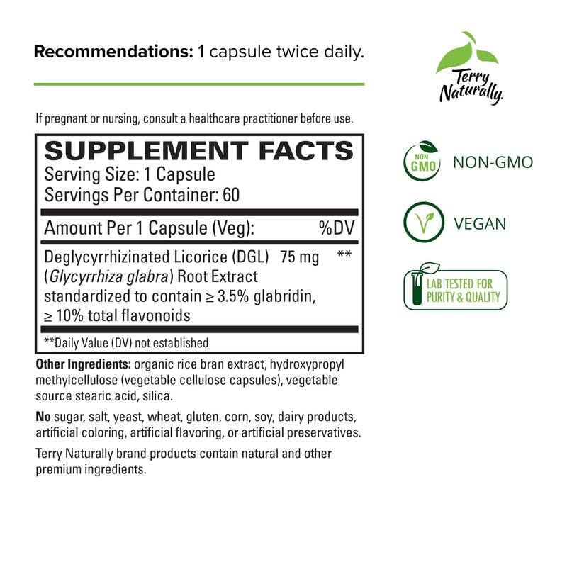 [Australia] - Terry Naturally Stomach & Intestinal Relief - 60 Capsules - Soothing GI Support - Non-GMO, Vegan - 60 Servings 1 