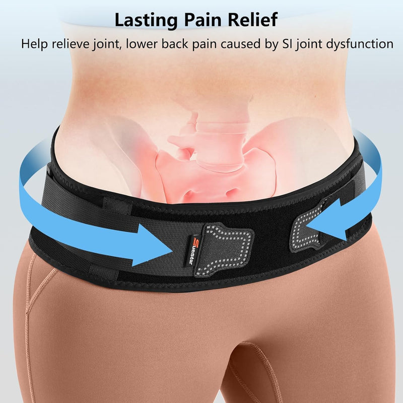 [Australia] - SueStar Sacroiliac Belt with Removable 3D Pressure, Hip Brace for SI Joints Pain, Lower Back Pain and Sciatica Nerve Relief, Anti-slip Si Joint Belt for Women,Gery.2XL XXL (Hip Size45.3-53.2Ôºâ Grey 
