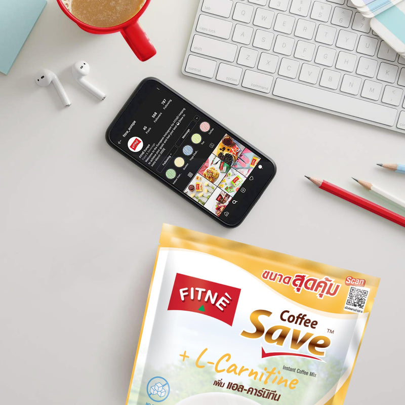 FITNE Instant 3 in 1 Coffee Packets Mix with L-Carnitine for Workout Exercise Vitamin B1 B2 B6 Smooth Blend No Sugar Sucralose Sweetener, 18 Sachets 18 Count (Pack of 1)