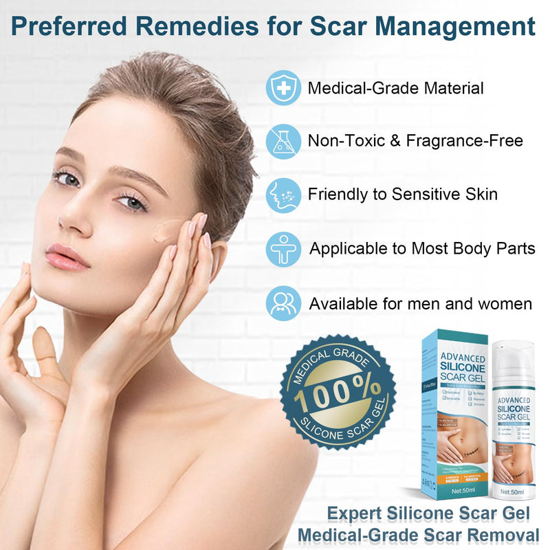 [Australia] - Advanced Scar Gel, Silicone Scar Gel, Treats Old and New Scars, Reduces the Appearance of Scars from, Body, Face, Stretch Marks, Surgical Scar, Keloids, Acne, Burns and More, 50g (1.76 Oz) 