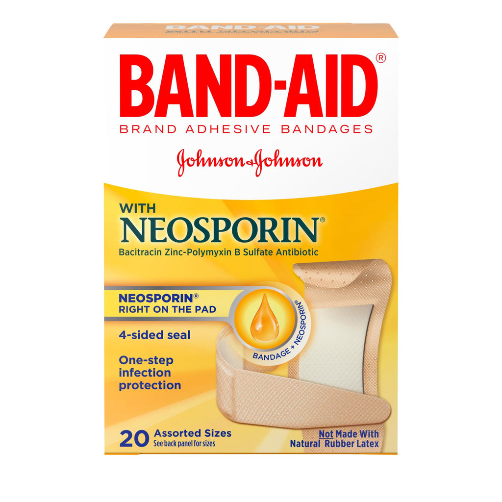 Band-Aid - 5570 Brand Bandages with Neosporin Antibiotic Ointment, Assorted Sizes, 20 ct 20 Count