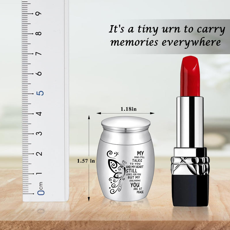 [Australia] - SOITIS Small Keepsake Urn for Human Ashes - 1.57 Inches Butterfly Mini Urn - Stainless Steel Ash Holder for Women, Silver 1.57Inch No-Custom 