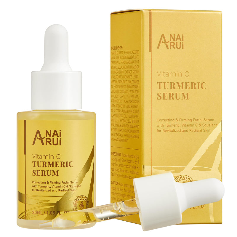 ANAI RUI Turmeric Vitamin C Face Serum, 1.05 FL.OZ | Glowing Turmeric Facial Serum, Anti-Aging Facial Serum for Wrinkles, Evening Tone, Moisturizing