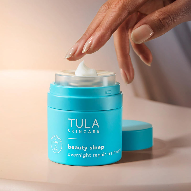 TULA Skin Care Beauty Sleep Overnight Repair Treatment - Anti-Aging, Night Cream, Contains Natural Peptides, AHAs, & Vitamin C to Reduce the Appearance of Lines and Dull Tone Regular - 1.7 oz.