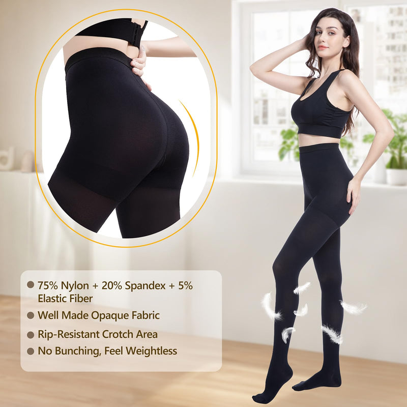 [Australia] - Medical Compression Pantyhose for Women Men, 20-30 mmHg Graduated Compression Tights, Closed Toe Compression Stockings, Support Hose, High Waist Compression Leggings for Varicose Veins, Edema Medium Black 