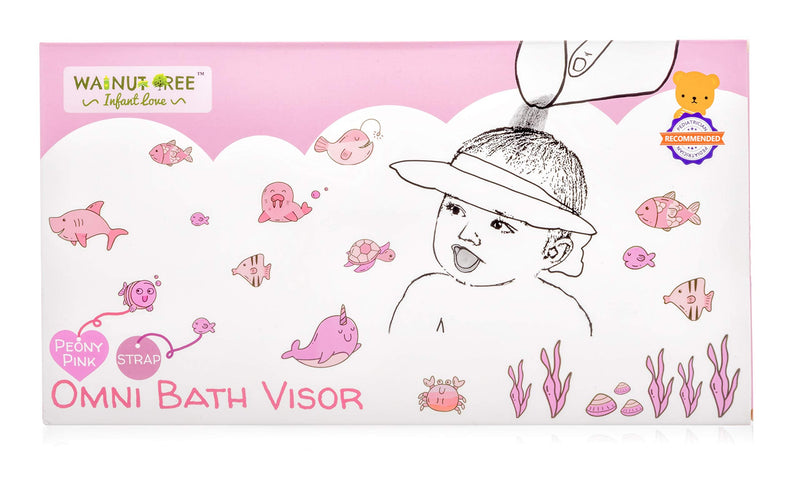 [Australia] - Walnut Tree Baby - Baby Bath Visor With Strap, Bath Visor for Toddlers, Adjustable Shower Visor, Multipurpose Baby Bath Hat Shield, Nose, Ears, & Eye Protector for Shower, Sky Blue Strap Pink 
