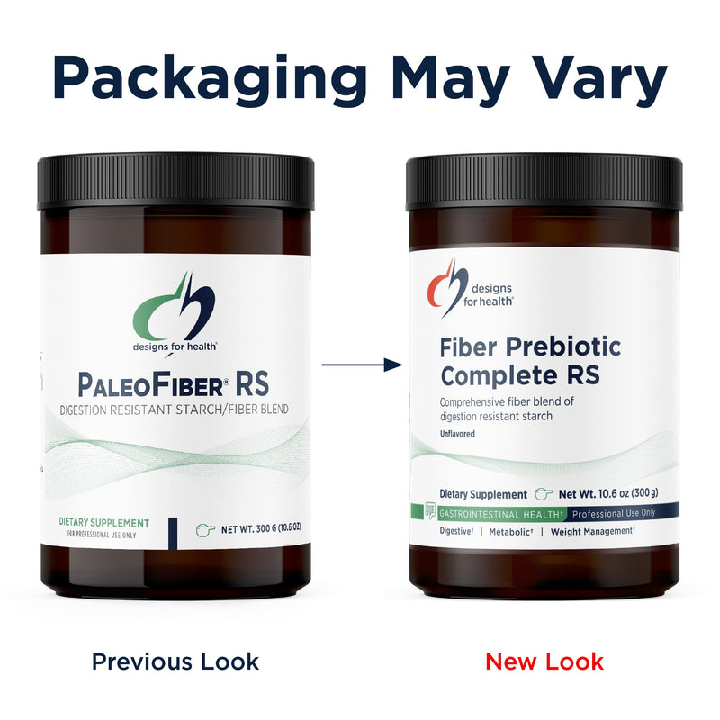Designs for Health Fiber Prebiotic Complete RS - Fiber Supplement Powder with Resistant Starch - Organic Green Banana Flour + Organic Potato Starch Powder, Non-GMO + Unflavored (30 Servings / 300g)
