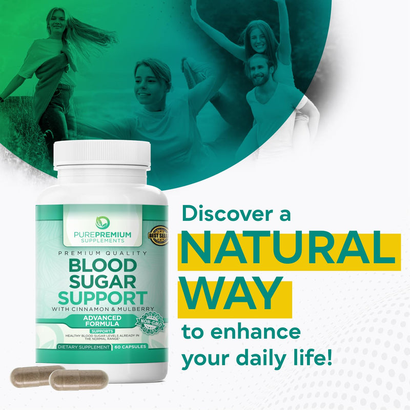 [Australia] - PurePremium Supplements - Advanced Formula to Support Normal Blood Sugar Levels with Cinnamon & Mulberry Extract - All Natural Herbal Health Support with Cinnamon - 2 Months Supply - 60 Capsules 1 Count (Pack of 60) 