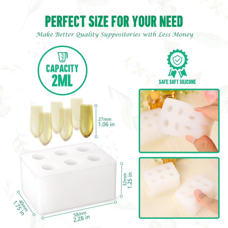 [Australia] - Reusable Silicone Suppository Molds Kit, 2ML | Includes 4 Suppository Mold Trays and 10 Droppers, Ideal for DIY Suppositories Making for Applicators, Durable Suppositories Mold for Women, Men 
