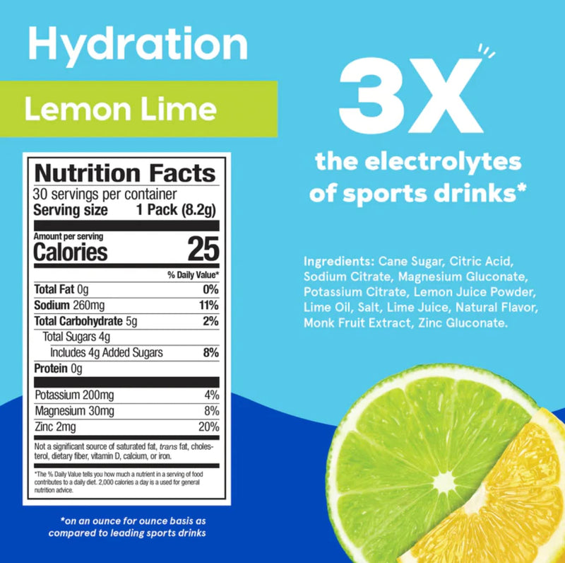 [Australia] - HYDRANT Hydrate, Individual Hydration Electrolyte Powder Stick Packets with No Artificial Sweeteners, Colors, or Fillers (Lemon Lime, 30 Pack) Lemon Lime 8.7 Ounce (Pack of 1) 