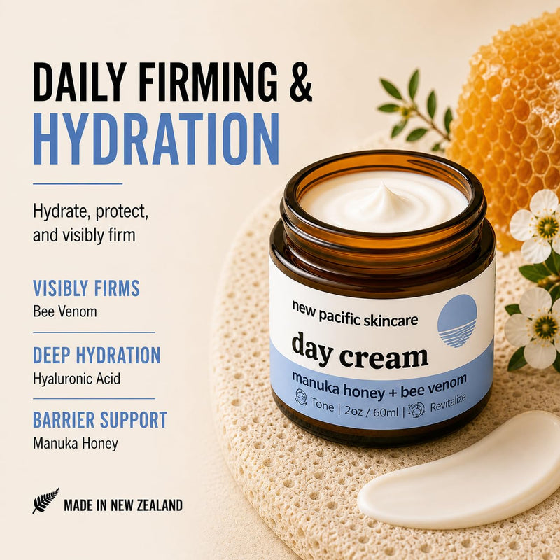 Firming Anti-Aging Face Cream – Reduces Fine Lines & Improves Elasticity – Bee Venom & Manuka Honey Moisturizer with Hyaluronic Acid & Vitamin C, 2oz