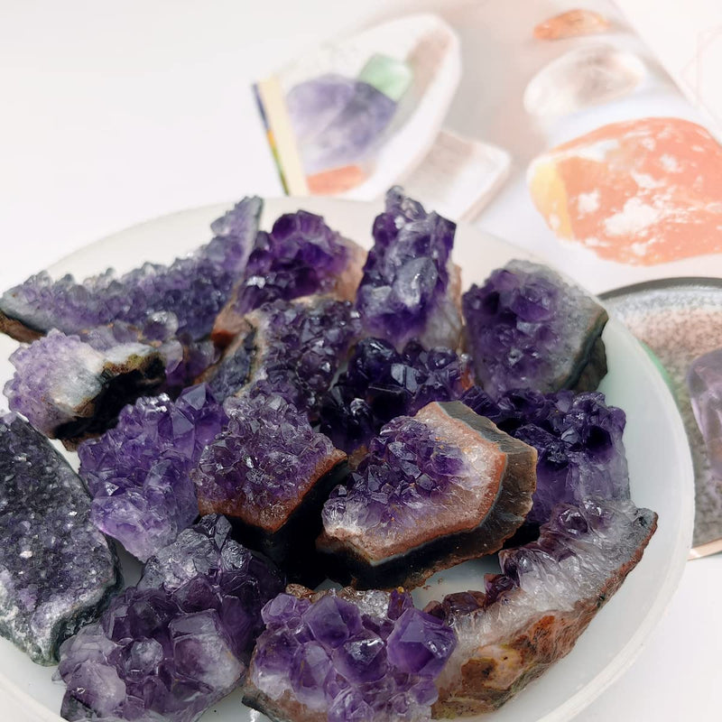 1Lb Raw Amethyst Clusters Natural Amethyst Geode Druzy Deep Purple Crystals Bulk Gemstones Healing Stones for Meditation Home Decoration Deep Purple Amethyst Cluster