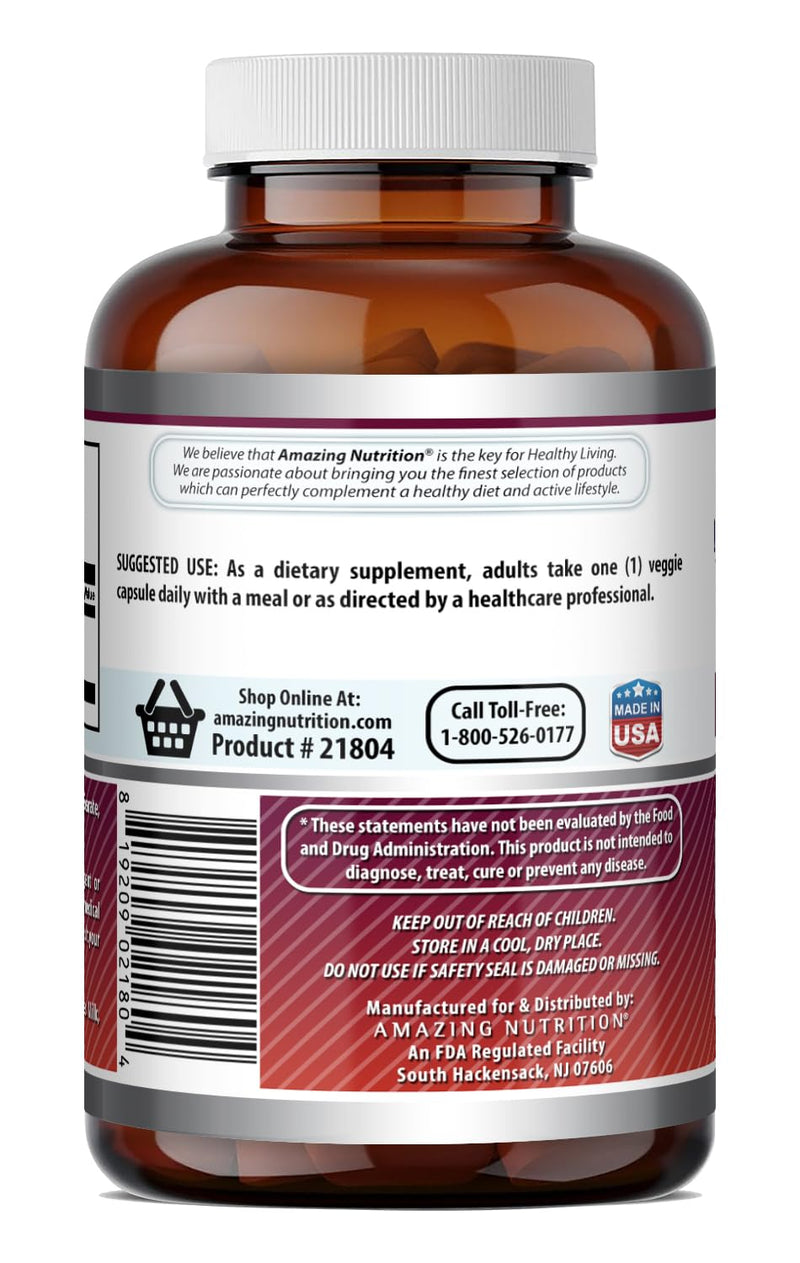 Amazing Formulas Quercetin 500mg Veggie Capsules Supplement | Non-GMO | Gluten Free | Supports Overall Health & Well Being (240 Count) 240 Count