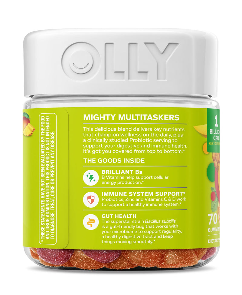 OLLY Multi + Probiotic Gummy Vitamin, Digestive & Immune Support*- 70 Count 1 Count (Pack of 70)