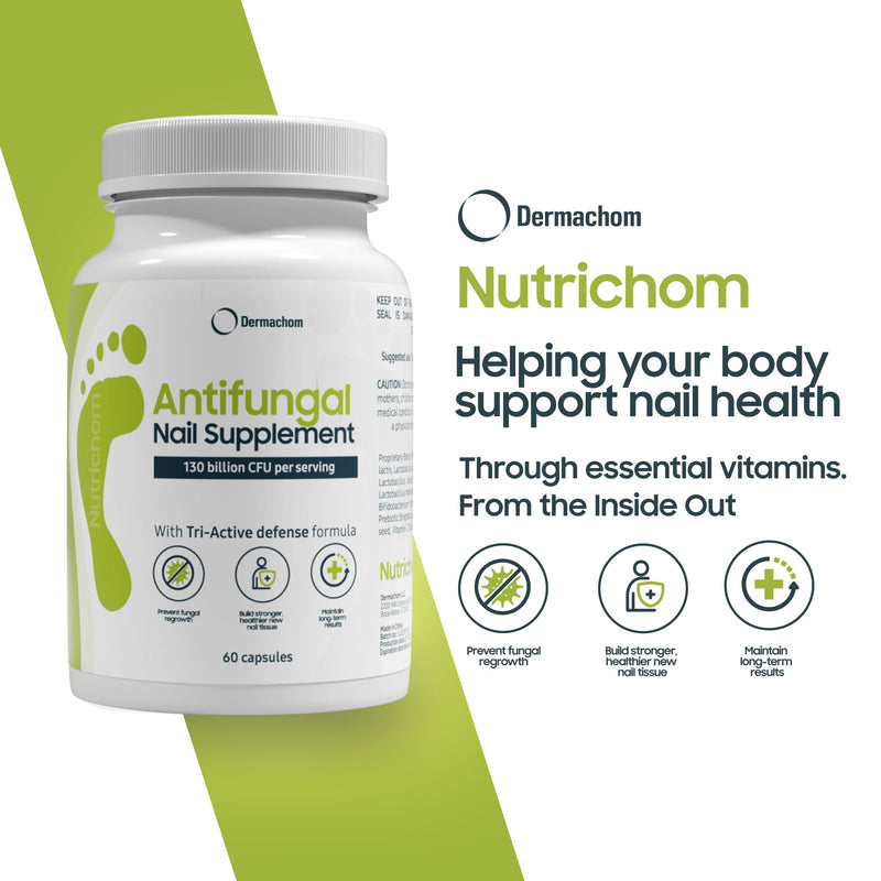 Nutrichom Probiotic Fungal Nail Cleaner Supplement – Fights Fungus & Supports Healthy Nails with Vitamins & Natural Ingredients – 60 Capsules