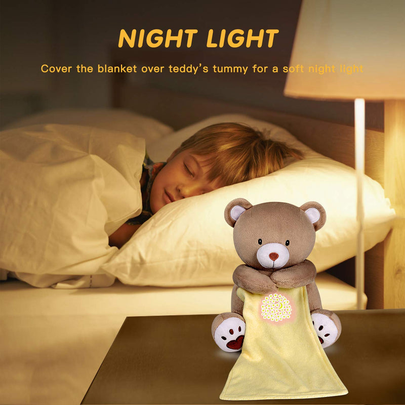 [Australia] - BEREST Rechargeable Baby Sleep Smile Bear, Mom's Heartbeat Baby Cry Sensor Lullabies & White Noise Sound, Nursery Decor Night Light Projector Toddler Crib Sleeping Aid, Baby Shower Gifts A13- RBear 