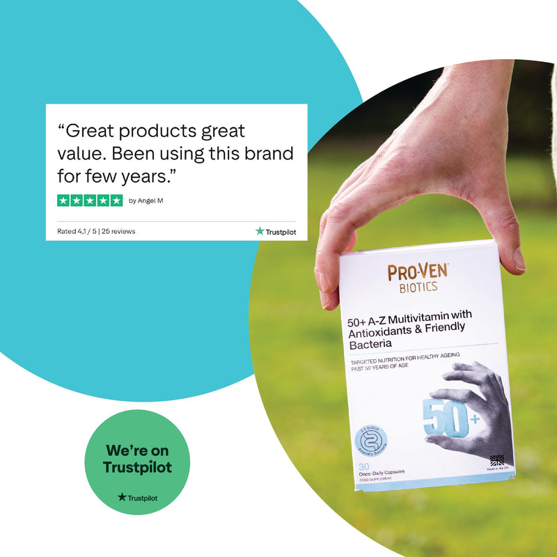 Pro-Ven Probiotics for Adults Age 50+ | Gut Health & Immune System Support | 2.5 Billion CFU Friendly Bacteria & Multivitamin Supplement | 30 Capsules