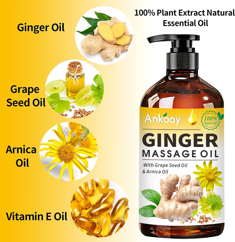 [Australia] - 3 Pack Ginger Oil, Ginger Oil Lymphatic Drainage Massage,Belly Drainage Ginger Oil, Ginger Massage Oil Lymphatic Drainage,100% Natural Massage Oil for Massage Therapy With Arnica Extract,Vitamin E Oil 