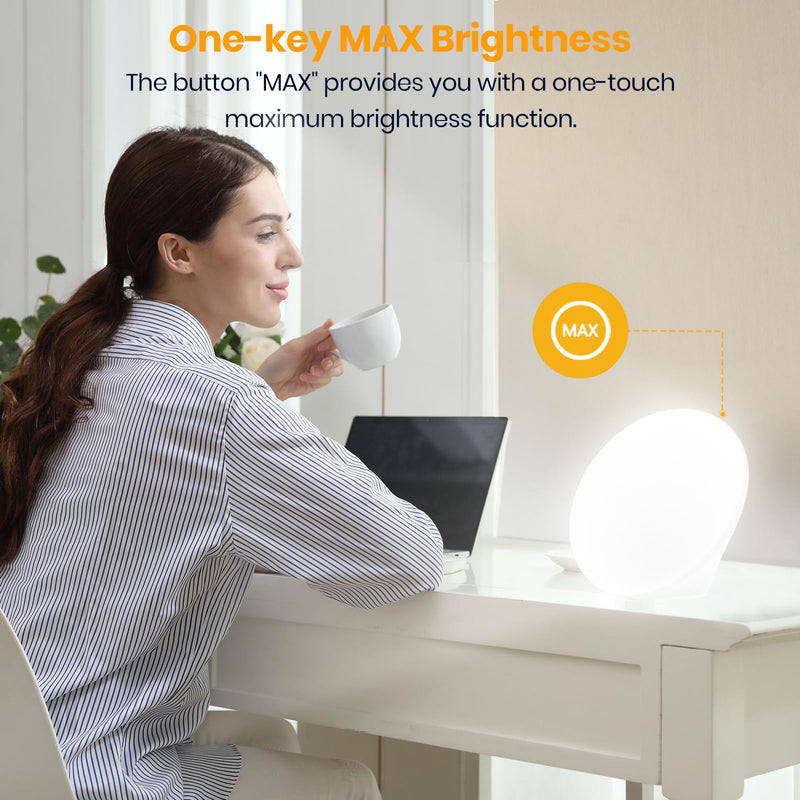 [Australia] - LASTAR Sun Lamp, 10,000 Lux Sunlight Lamp with Touch Control, 5 Brightness Level & 60Min Timer, One-Max Sun Lamp with Memory Function for Home/Office(White) A-White 
