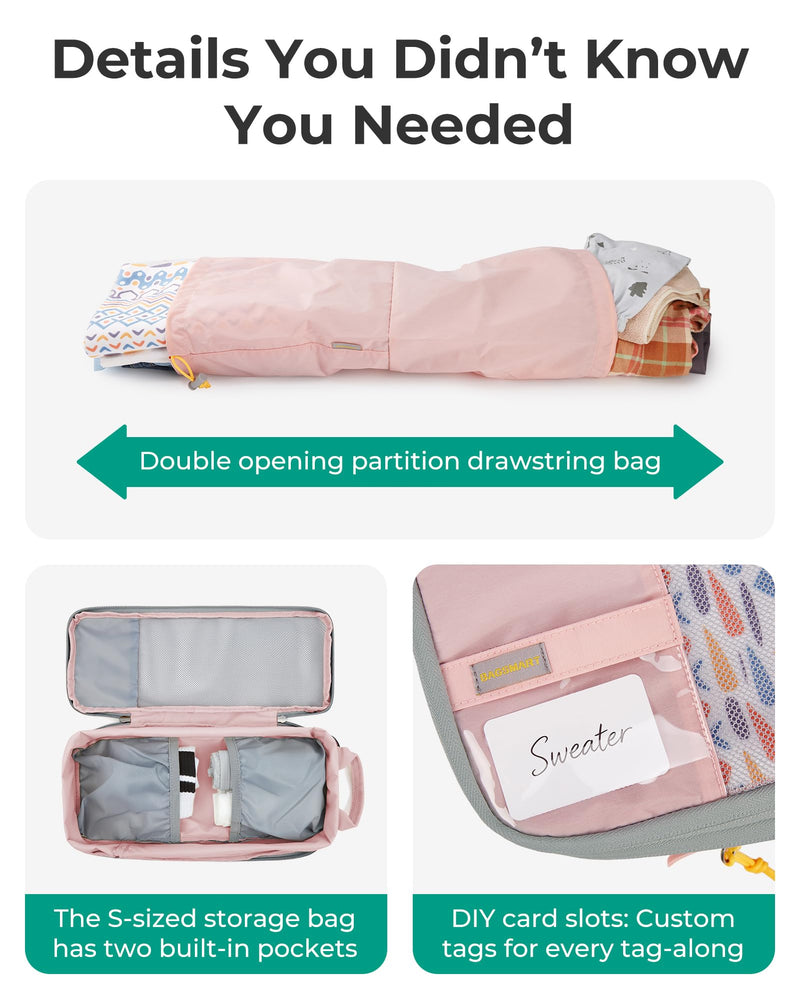 BAGSMART Compression Packing Cubes for Travel Essentials | 14 Set /6 Set /4 Set/2 Set, Lightweight, Durable Baby Pink Set of 6