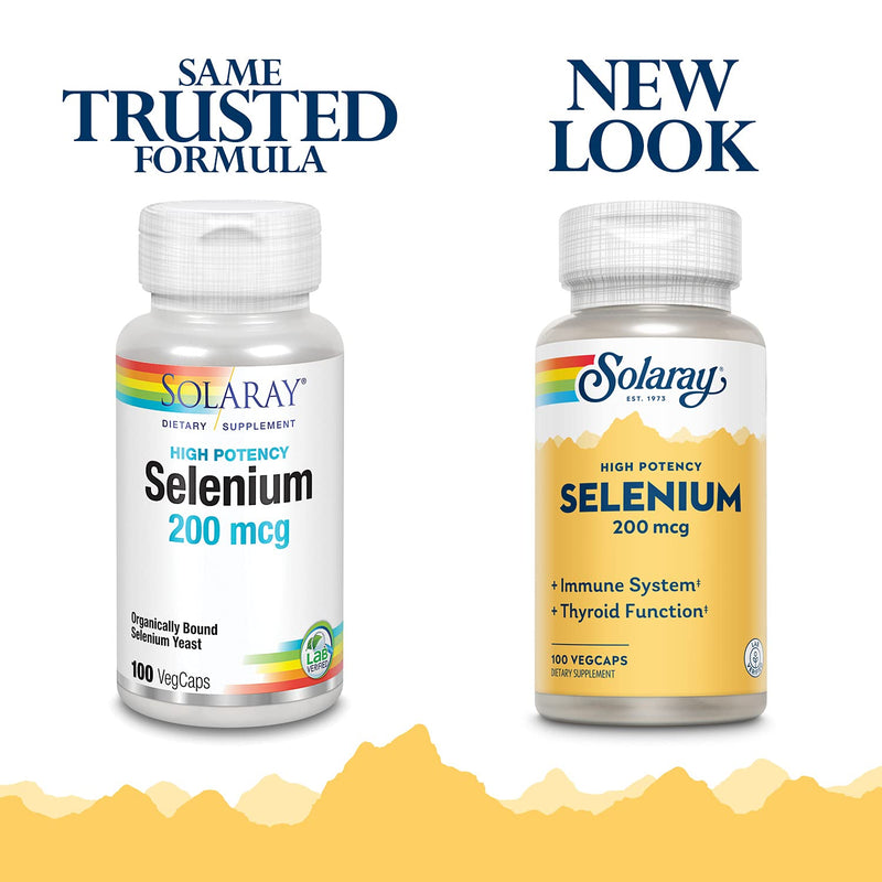 [Australia] - Solaray Selenium, High Potency, Healthy Immune System, Thyroid Function & Antioxidant Support, 100 VegCaps 100 Count (Pack of 1) 