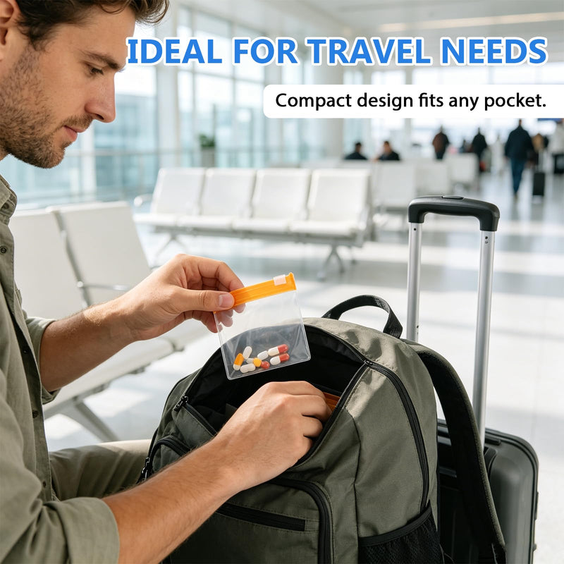 14Pack Self Sealing Medicine Bags, Pill Organizer for Travel, Reusable Waterproof Pill Pouch Set with Self-Sealing Zipper for Medicine, Vitamins, Small Items, Travel Items