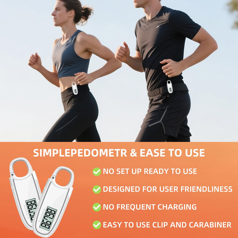 [Australia] - Digital 3D LCD Pedometer, Black, Compact Electronic Step Counter with Display Screen, Fitness Activity Tracker White 