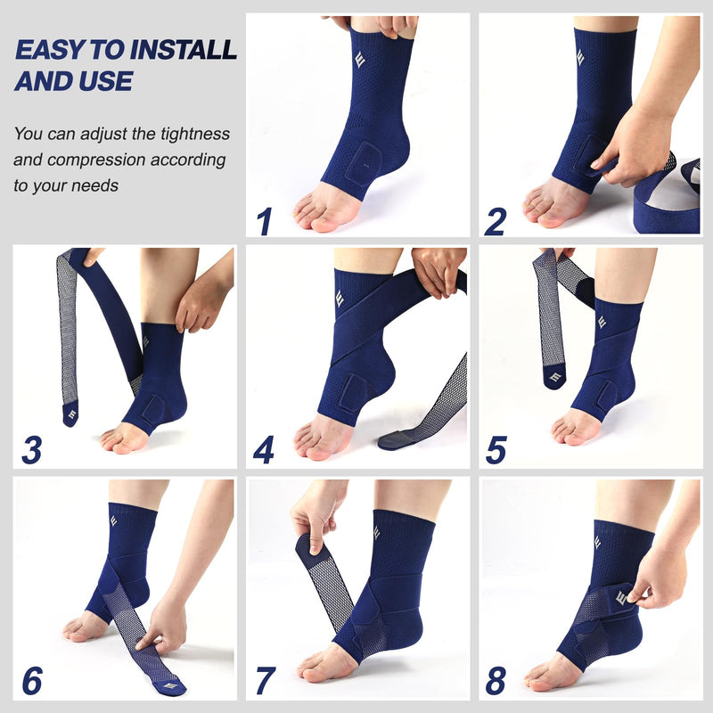 NEENCA Ankle Brace for Sprained Ankle with Removable Strap, Compression Sleeve for Plantar Fasciitis Relief Achilles Tendonitis, Ankle Support Brace, Ankle Stabilizer Wrap for Pain Relief, Women & Men Large Left