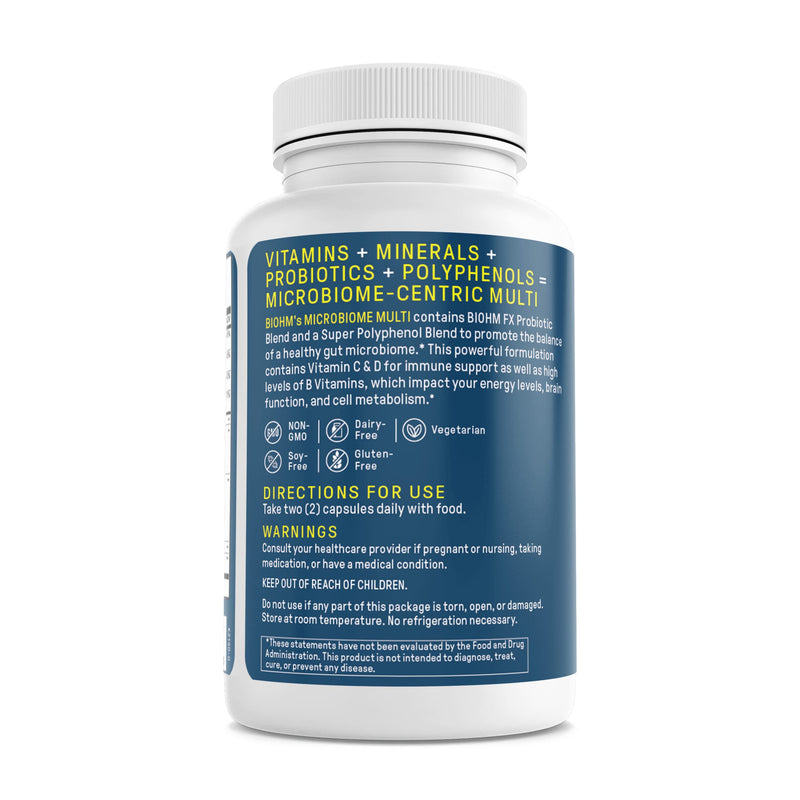 [Australia] - BIOHM Microbiome Multi + Probiotics - 21 Vitamins & Minerals, Green Tea, Glutamine, Antioxidants- 60ct/30 servings for Men and Women - Non-GMO, Gluten Free, Vegetarian 