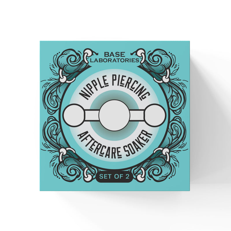[Australia] - Base Laboratories Nipple Piercing Aftercare Soaker Set | Hands-Free Nipple Piercing Cleaner | Nipple Piercing Kit for Women | Cracked Nipple Care | 2 Silicone Cups 2 Count (Pack of 1) 