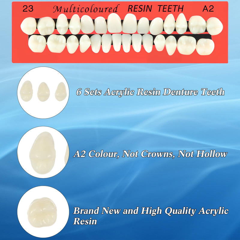 [Australia] - BBTO 6 Sets Acrylic Resin Fake Teeth artificial teeth Denture Replacement tooth prop Synthetic Resin Denture for Replacement, 112 Pieces, 23 A2 