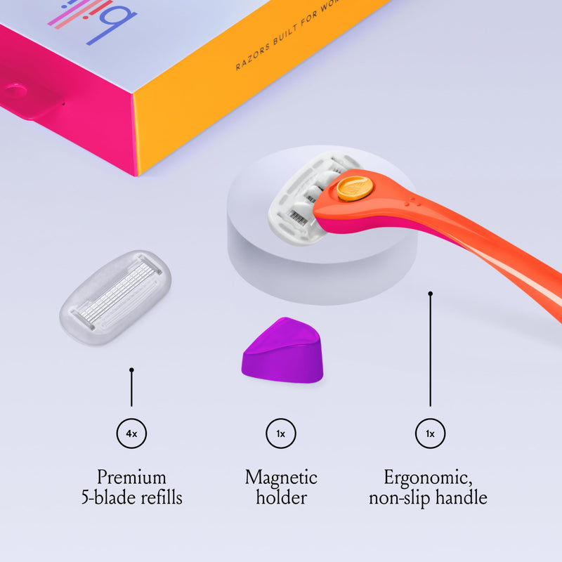 [Australia] - Billie Razors for Women Shave Kit – Women’s Razor + 2 x 5-Blade Razor Refills + Magnetic Holder – Sunburst 